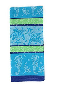 Sea Turtle Kitchen Towel with Turtle Shaped Dish in Blue or Green