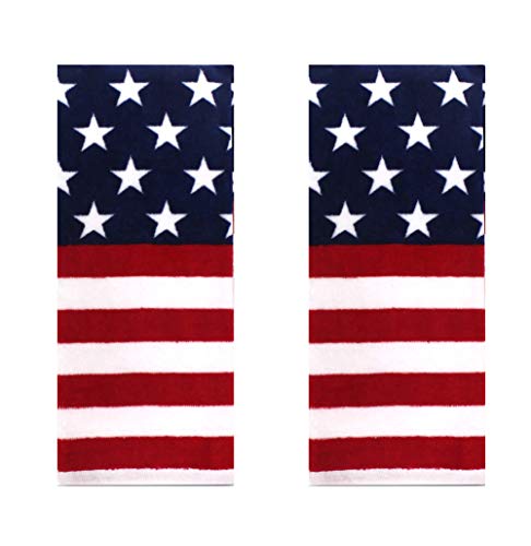 Celebrate Americana Patriotic Towel Set with Stars and Stripes in Red, White, and Blue