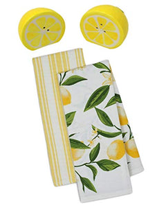 Lemon Kitchen Towels with Salt and Pepper Shaker Set