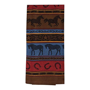 Western Dish Towel with Horse Shaped Magnetic Hook