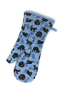 REX AND ROVER Cat Kitchen Gifts - Oven Mitt with Black Cat Shaped Magnetic Hook - 2 Piece Set