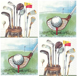 Cocktail Napkins, Set of 4, Golf Themes