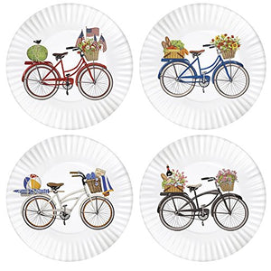 Summer Bikes 9-inch Melamine Plates, Set of 4