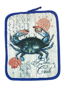 Blue Crab Kitchen Pot Holders and Magnetic Hanging Hooks