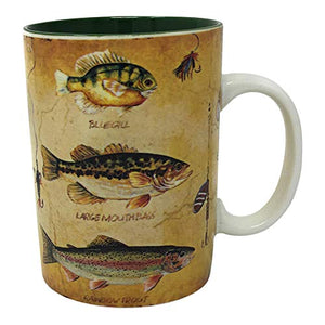 Fishing Mug 16 oz with 15 Inch Fisherman Bait Towel and Fish Mug