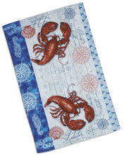 Load image into Gallery viewer, Lobster &amp; Crab Nautical Kitchen Towels Dishtowel Set for Cleaning, Drying, Polishing and Baking
