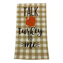 Load image into Gallery viewer, Talk Turkey to Me Thanksgiving Kitchen Towel, Striped Dishtowel and Pie Server