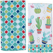 Load image into Gallery viewer, Cactus Themed Decorative Cotton Kitchen Towel Set