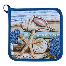 Load image into Gallery viewer, Stories of The Sea Potholders Oven Mitt and Magnetic Hook Hangers - 5 Piece Kitchen Gift Set