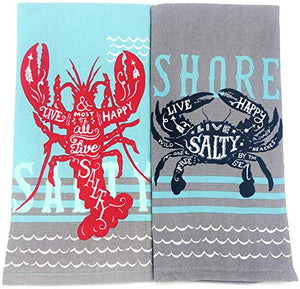 Live Salty Lobster & Crab Kitchen Towels