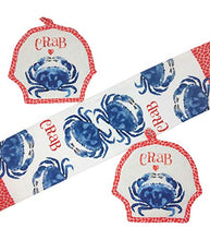 Load image into Gallery viewer, Crab Kitchen Dish Towel with 2 Potholders