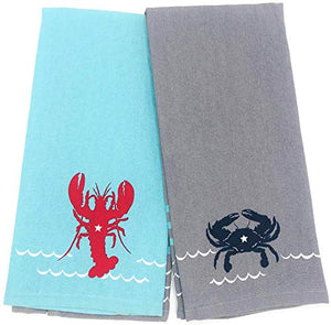 Live Salty Lobster & Crab Kitchen Towels