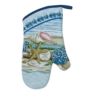 Stories of The Sea Potholders Oven Mitt and Magnetic Hook Hangers - 5 Piece Kitchen Gift Set