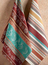 Load image into Gallery viewer, Southwest Dish Towel Set of 2 Kitchen 100% Cotton Kokopelli Gecko Stripes