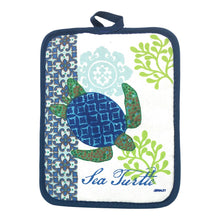 Load image into Gallery viewer, Sea Turtle Potholders and Oven Mitt